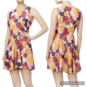 Floral Fit & Flare Sleeveless Dress Bright White Combo Size XS